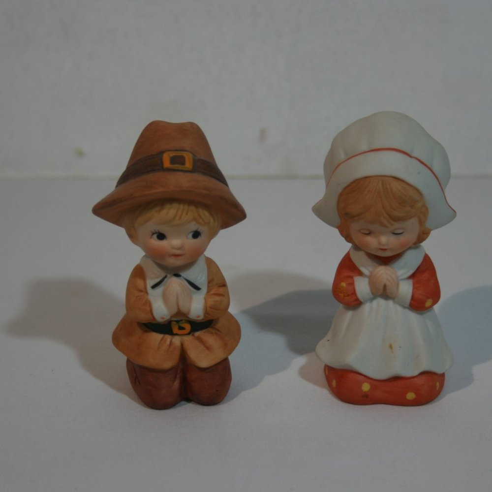 VINTAGE LEFTON PRAYING PILGRIM GIRL & BOY #2161